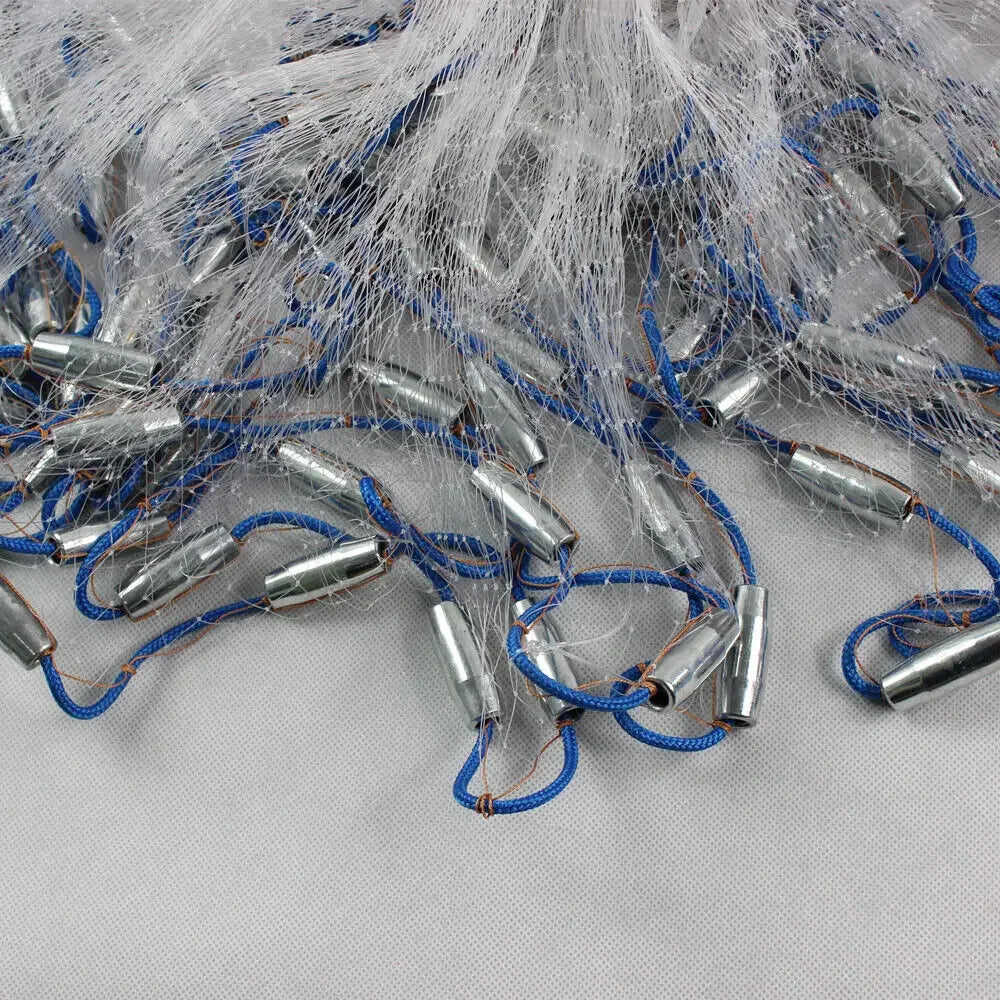 10FT/ 14FT/ 18FT/ 22FT Handmade Saltwater Fishing Cast Net with Sinker, Cast Fishing Net Spin Network Bait Fish Net Old Salt