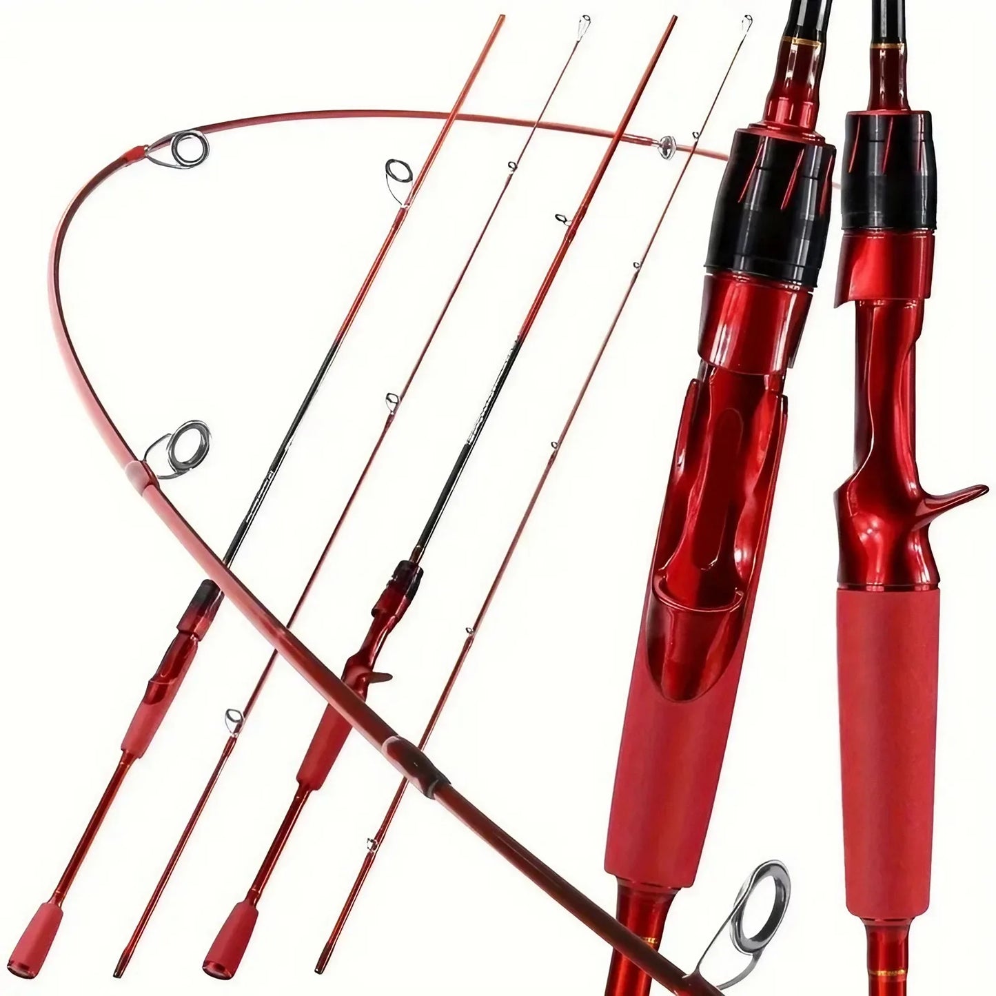 180cm Carbon Fiber Fly Fishing Rod Red EVA Grip Ceramic Guides Ultralight