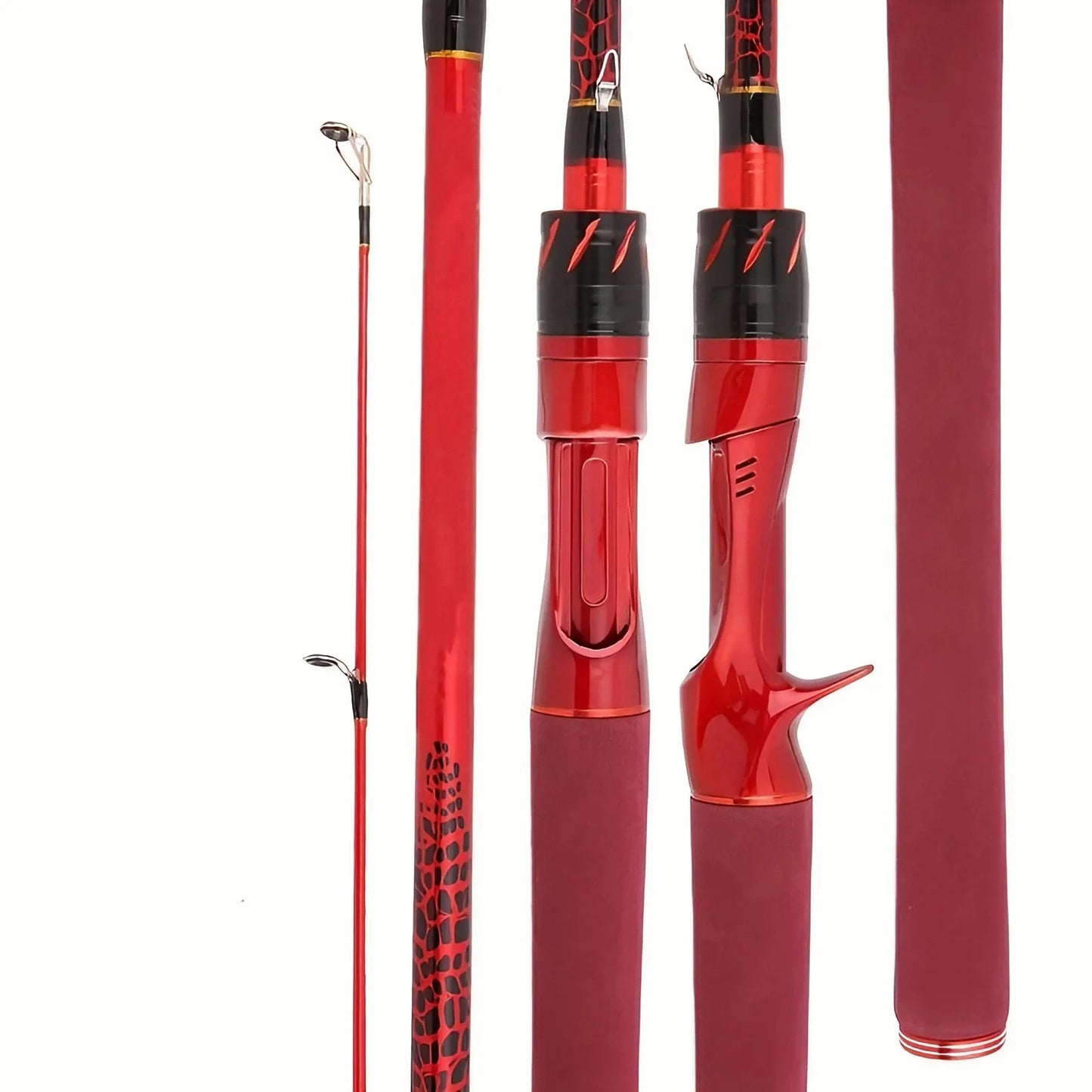 180cm Carbon Fiber Fly Fishing Rod Red EVA Grip Ceramic Guides Ultralight