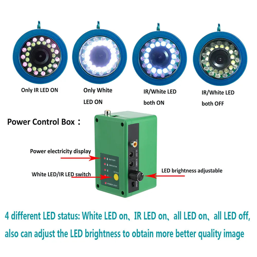 MountainOne 9 Inch Underwater Fishing Camera 15M Cable 1000TVL LEDs Infrared