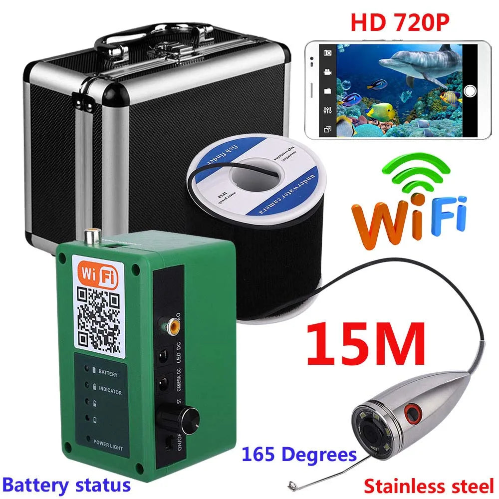 MountainOne HD Wifi Underwater Fishing Camera 1000TVL 15m Cable for IOS Android