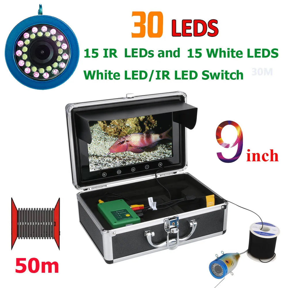 MountainOne 9 Inch Underwater Fishing Camera 15M Cable 1000TVL LEDs Infrared