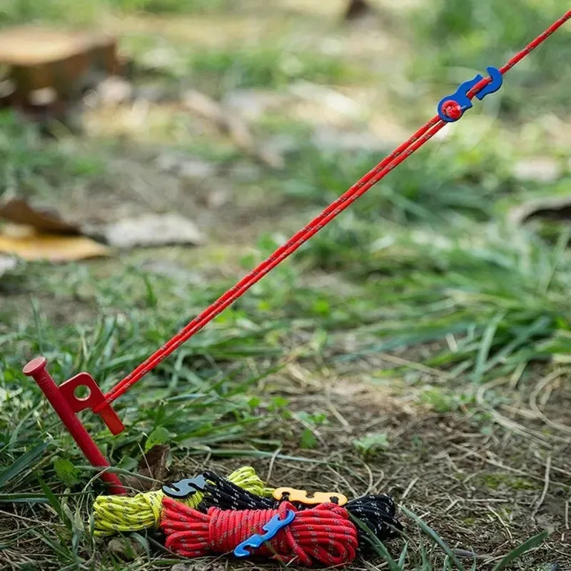 4Pcs Outdoor Guy Lines Tent Cords Reflective Camping Rope with Aluminum Guylines Adjuster Tensioner Pouch for Tent Tarp Canopy
