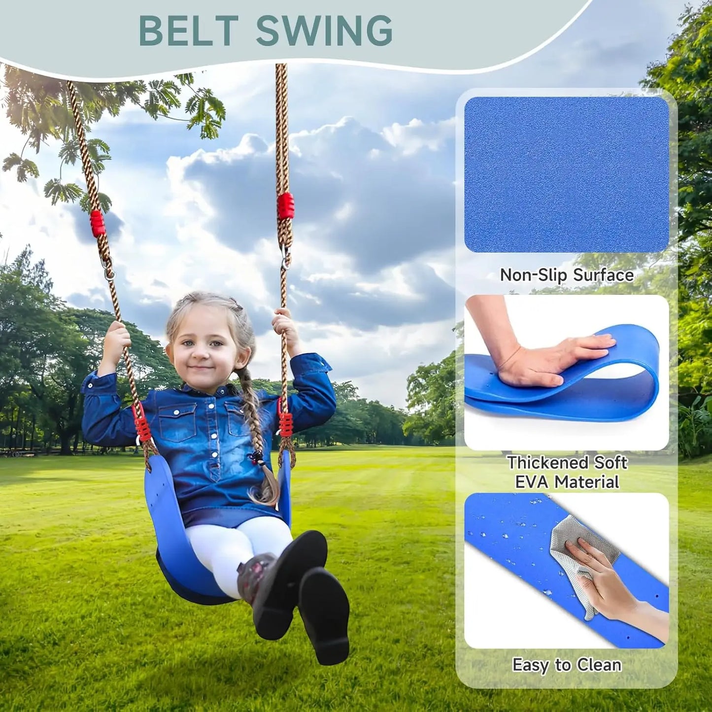 Heavy-Duty A-Frame Swing Set with Saucer and Belt Seats, 440lbs Capacity for Kids and Adults in Backyard