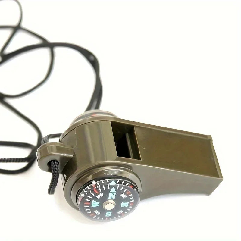 3-in-1 Emergency Survival Whistle with Compass & Thermometer: Ideal for Camping, Hiking, Outdoor Adventures & Events.