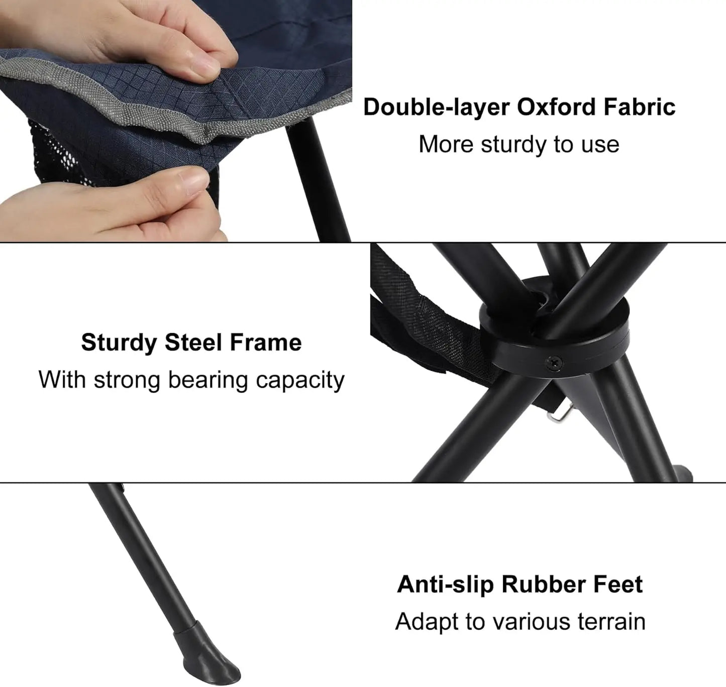 XMSJ 2 Pack Heavy Duty Folding Camping Stool Tripod Chair Lightweight Blue