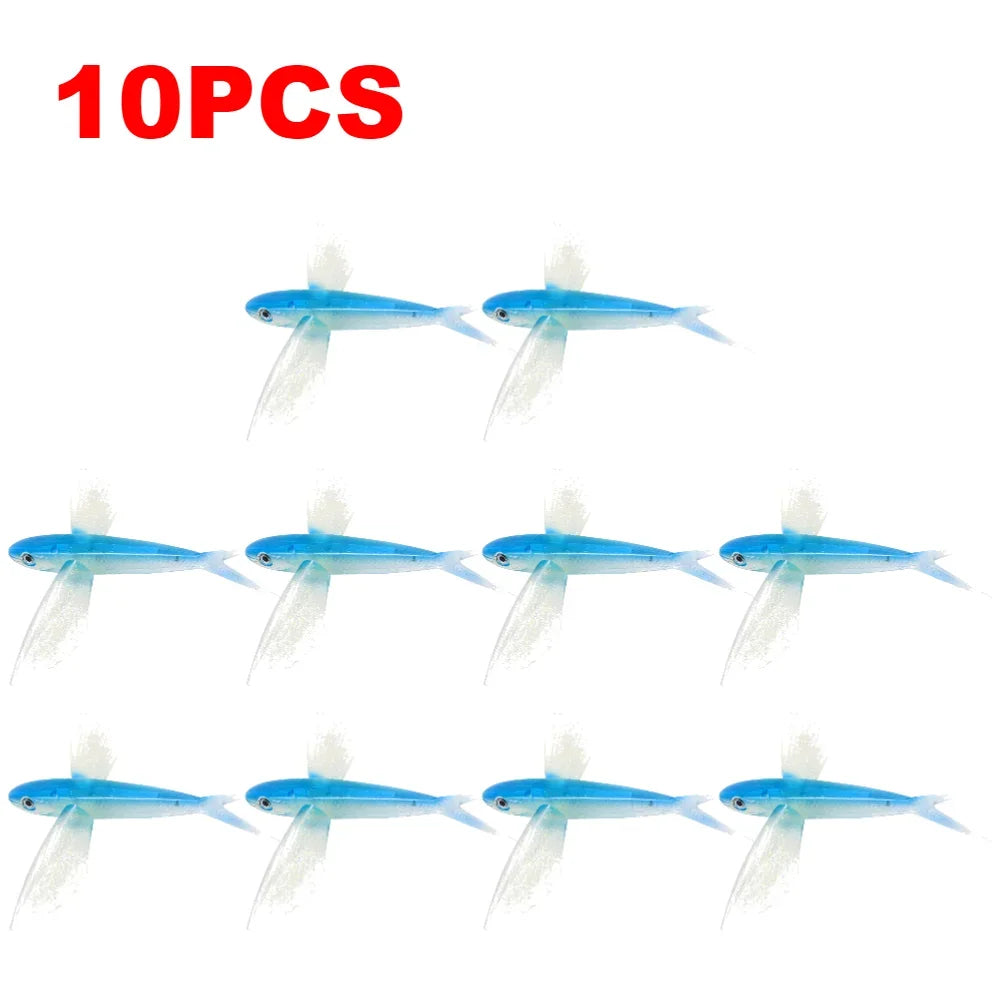 1-10PCS Fishing Lure Bait Sea Fishing Big Flying Fish Soft Bait Tuna Lures Pink Trolling Bird Shaped Teaser For Fishing Tackle