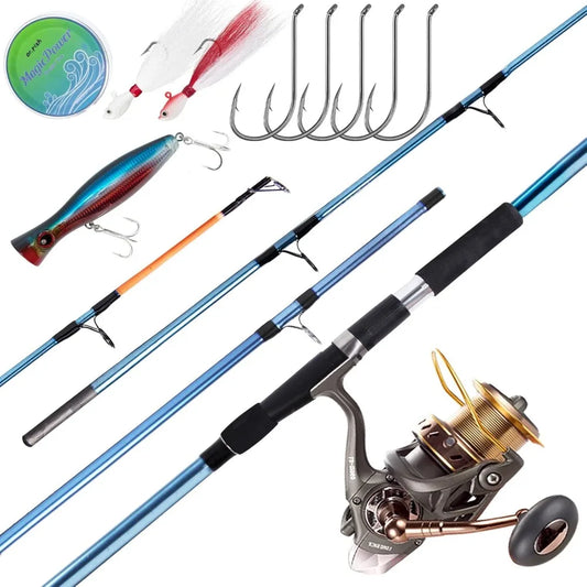 Take on saltwater shores with confidence using this complete surf rod and reel combo.