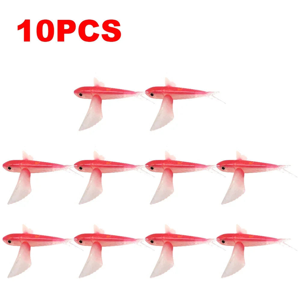 1-10PCS Fishing Lure Bait Sea Fishing Big Flying Fish Soft Bait Tuna Lures Pink Trolling Bird Shaped Teaser For Fishing Tackle