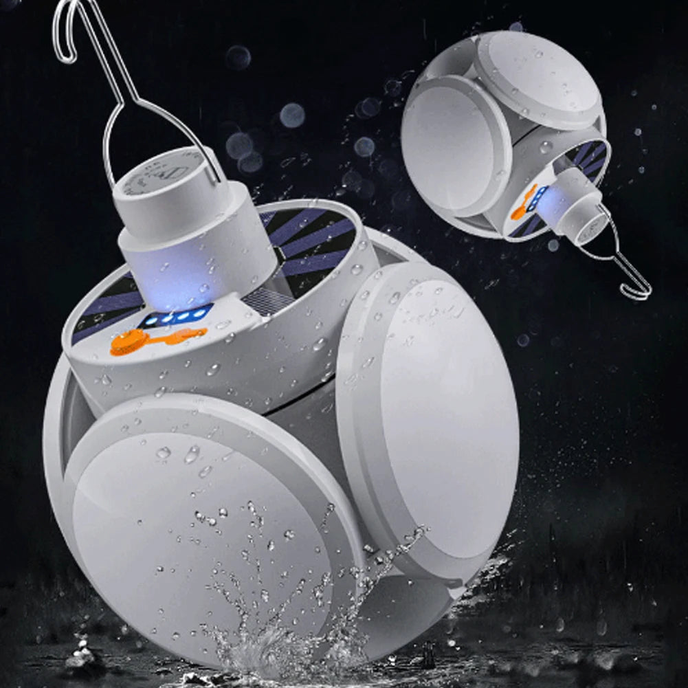 LED Camping Light IPX4 Waterproof 1200mAh Solar USB DC Rechargeable Portable LED Lantern 5 Modes 500LM Hiking Tent Lamp