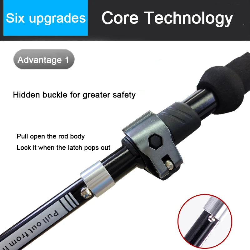 2 PCS 5-Section Outdoor Fold Trekking Pole Cane Camping Portable Walking Hiking Stick For Nordic 등산스틱 Climbing Stick Into Bag