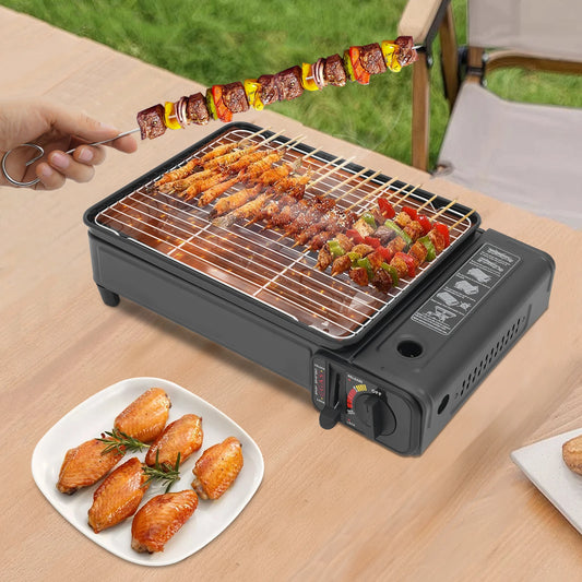 Powerful 2.2KW Portable Gas BBQ Grill Stove for Outdoor Camping Picnic Windproof Lightweight with Carry Case & Accessories