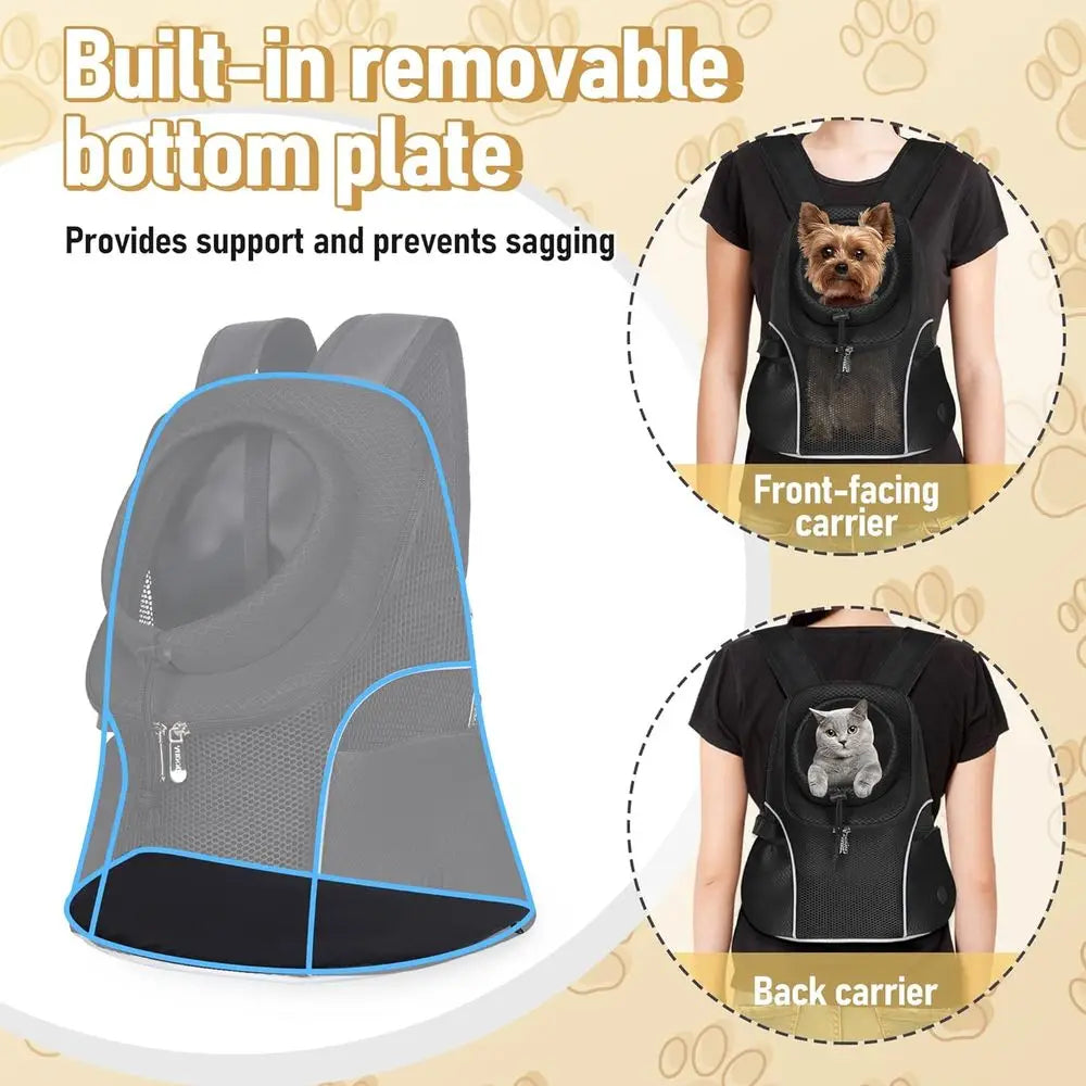 Pet Dog Carrier Backpack Small Dog Front Backpack Ventilated Mesh Dog Travel Back Pack with Safety Belt for Travel Hiking Cyclin