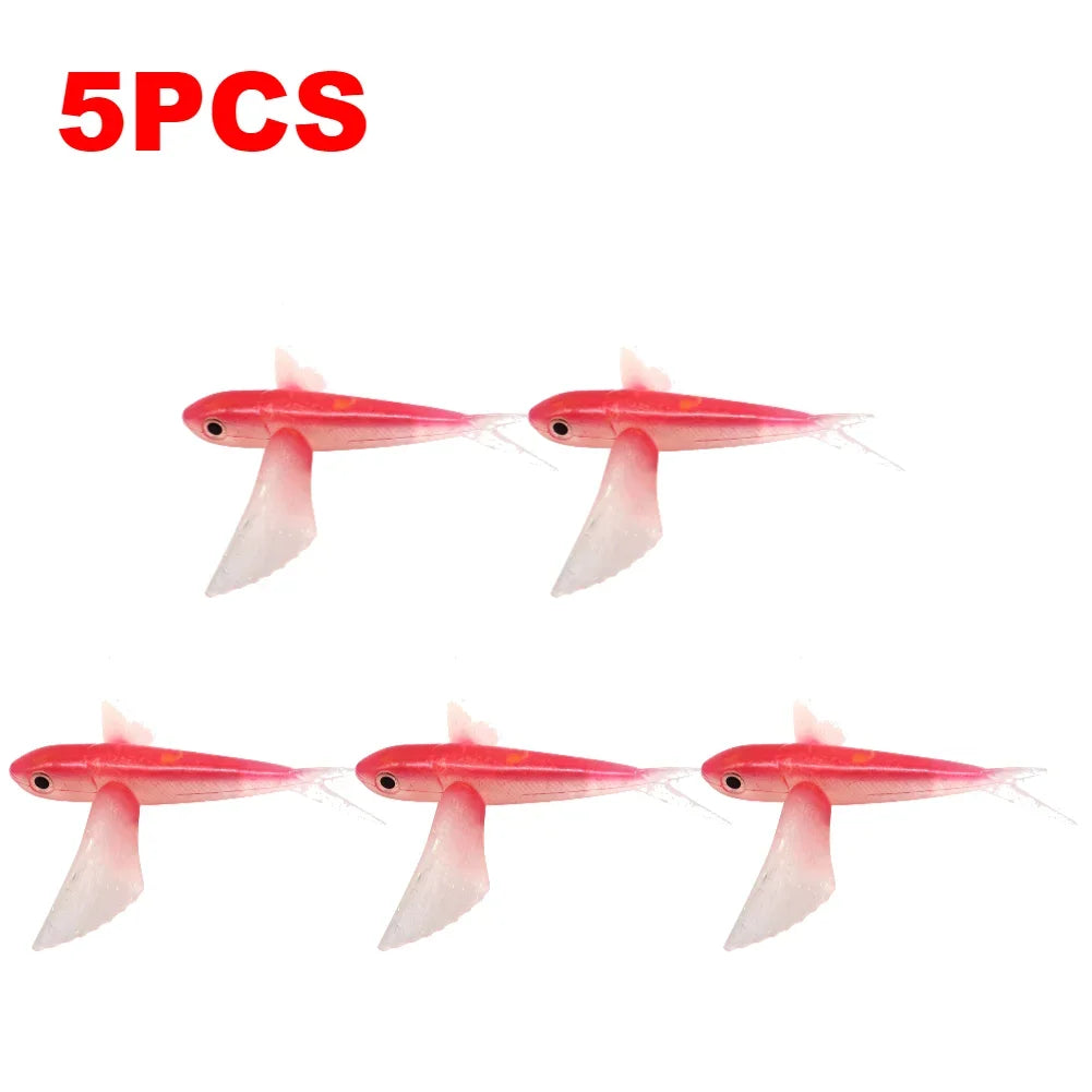 1-10PCS Fishing Lure Bait Sea Fishing Big Flying Fish Soft Bait Tuna Lures Pink Trolling Bird Shaped Teaser For Fishing Tackle
