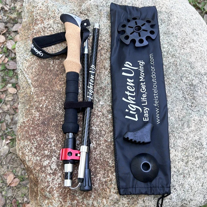 2 PCS 5-Section Outdoor Fold Trekking Pole Cane Camping Portable Walking Hiking Stick For Nordic 등산스틱 Climbing Stick Into Bag
