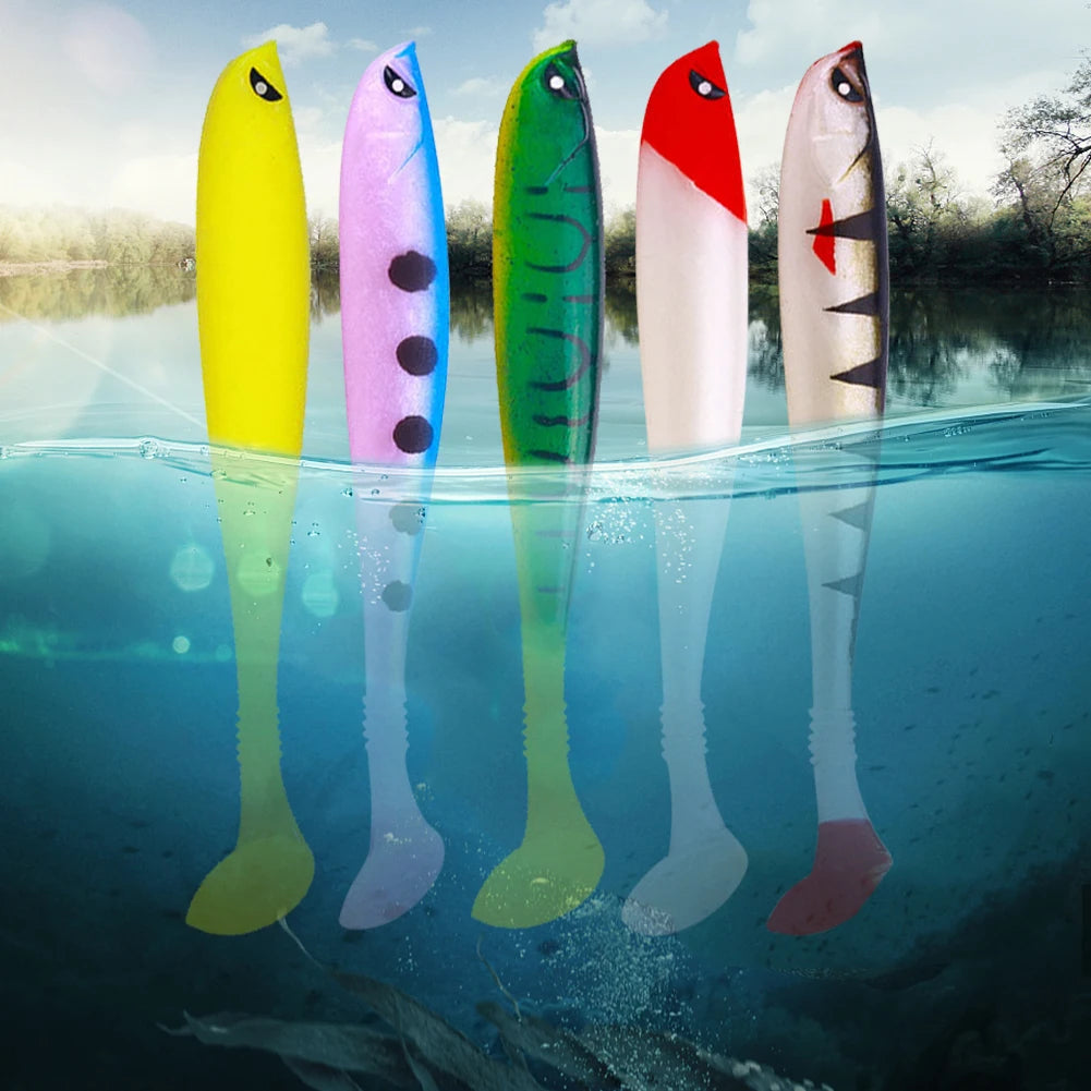6Pcs Artificial Soft Bait 9cm Fishing Lure Minnow Multifunctional Fishing Bass Carp Lure for Saltwater Freshwater