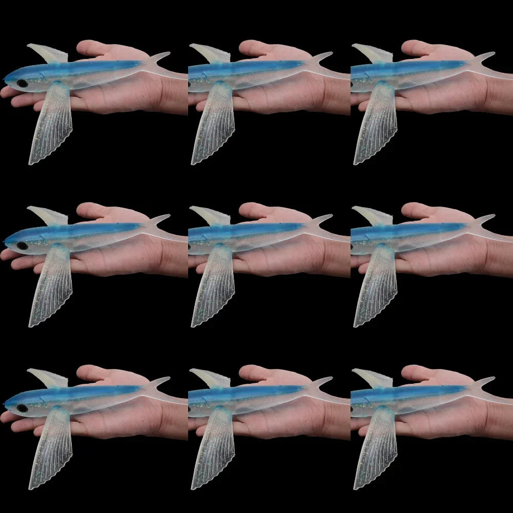 1-10PCS Fishing Lure Bait Sea Fishing Big Flying Fish Soft Bait Tuna Lures Pink Trolling Bird Shaped Teaser For Fishing Tackle