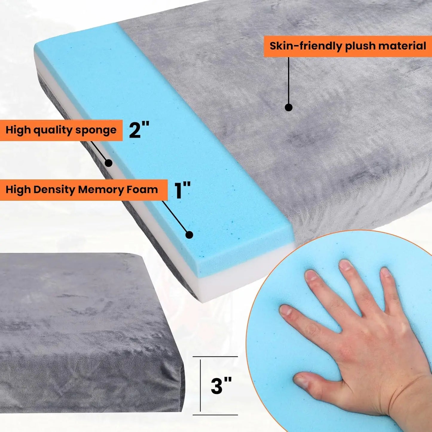 3-Inch Memory Foam Sleeping Pad, Waterproof Roll-Up Camping Mattress for Adults