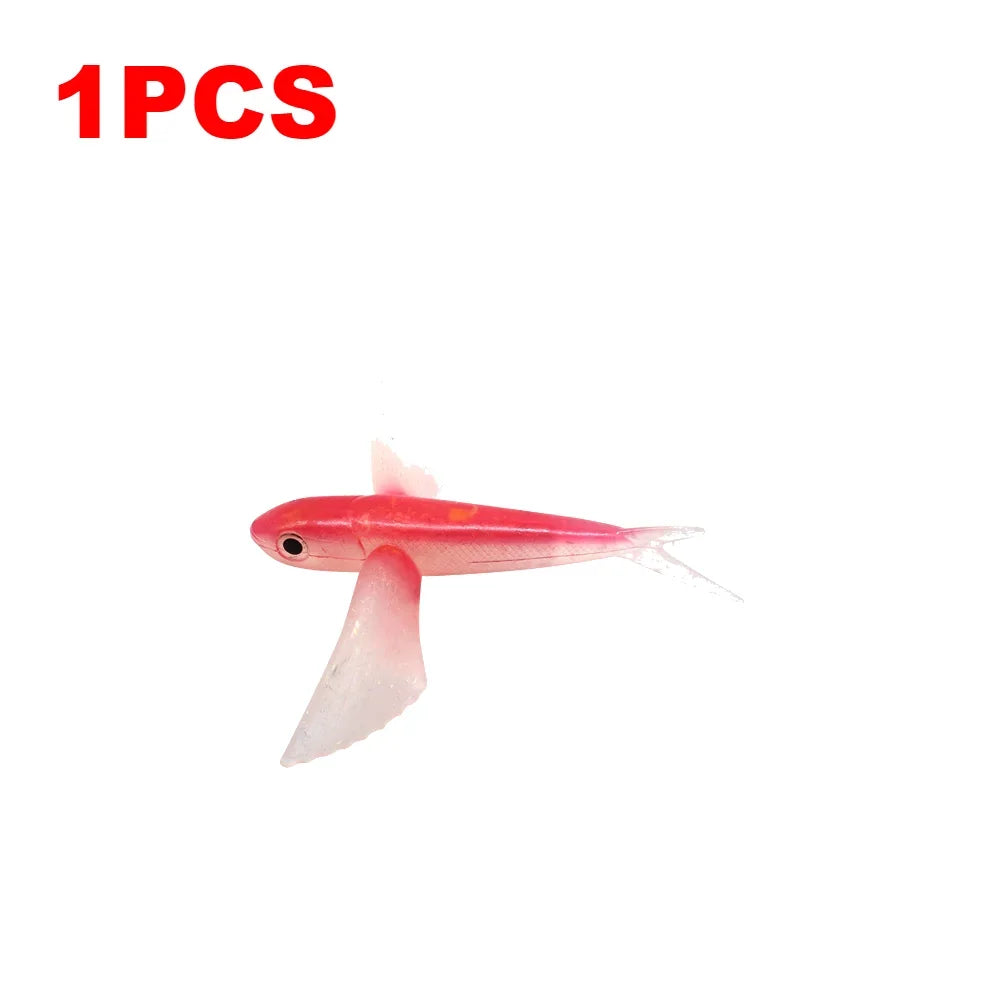 1-10PCS Fishing Lure Bait Sea Fishing Big Flying Fish Soft Bait Tuna Lures Pink Trolling Bird Shaped Teaser For Fishing Tackle