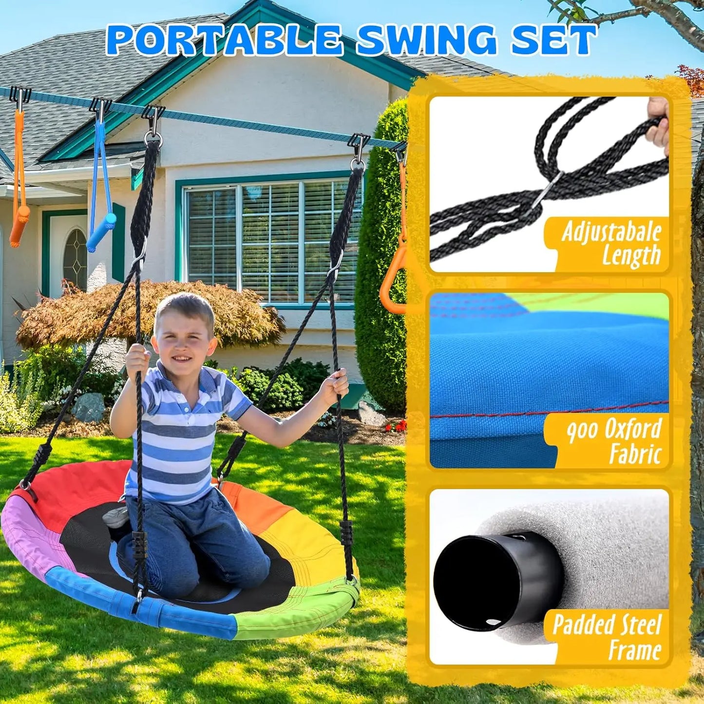 50 FT Ninja Warrior Obstacle Course Swing Set for Kids with Weather-Proof Accessories, Outdoor Playset