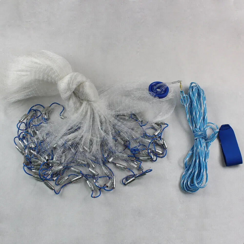 10FT/ 14FT/ 18FT/ 22FT Handmade Saltwater Fishing Cast Net with Sinker, Cast Fishing Net Spin Network Bait Fish Net Old Salt