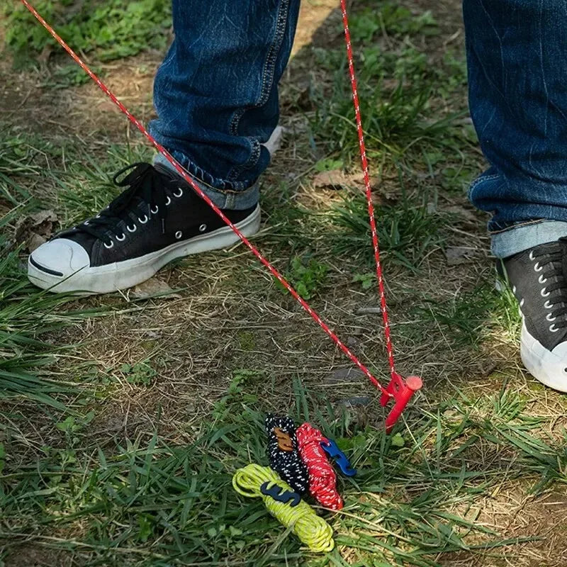 4Pcs Outdoor Guy Lines Tent Cords Reflective Camping Rope with Aluminum Guylines Adjuster Tensioner Pouch for Tent Tarp Canopy