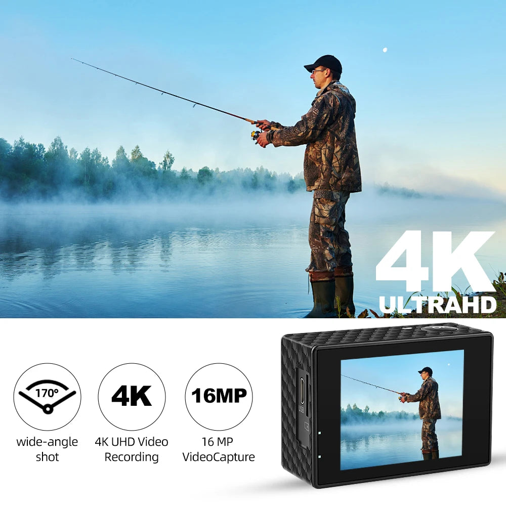 OURLIFE Action Camera Ultra HD 4K 30FPS 16MP WiFi Waterproof 30M