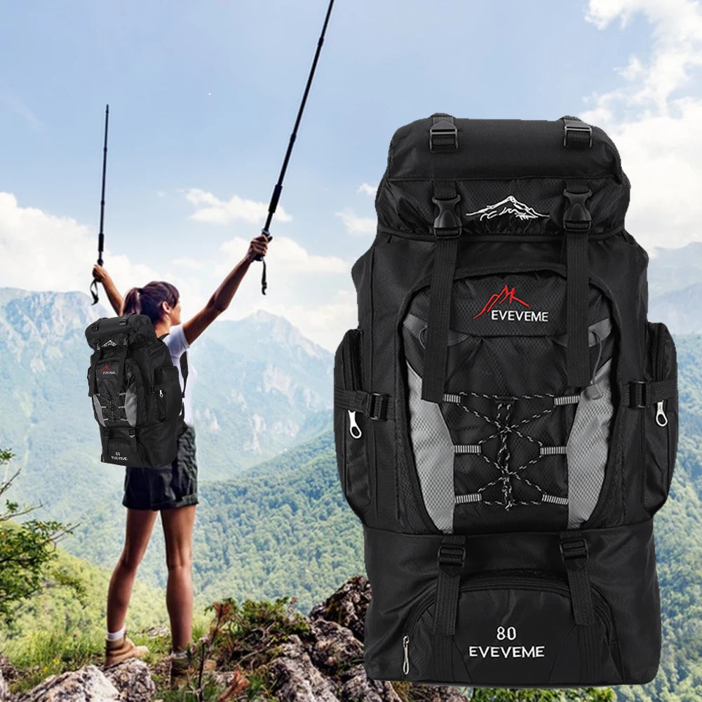 80L Mountaineering Backpack Large Capacity Travel Backpack Adjustable Strap Mountain Climbing Rucksack for Outdoor Sports