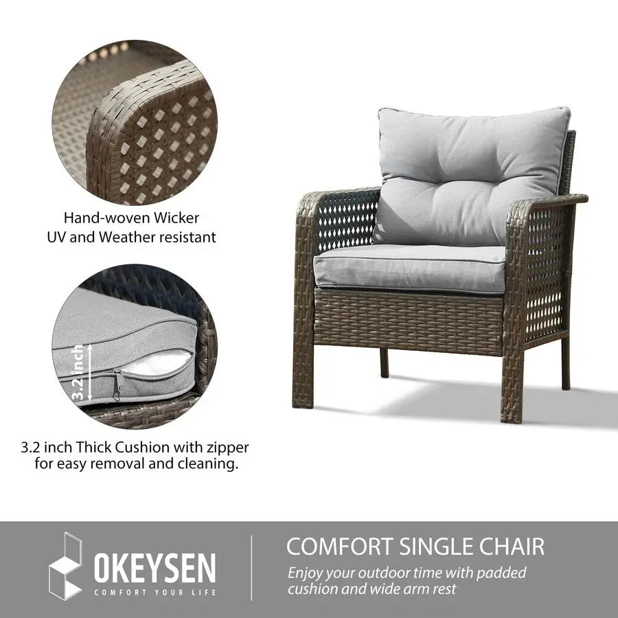 Patio Furniture Set Outdoor Furniture 4 Pieces Wicker Patio Conversation Sets with Loveseat, Rattan Seating Outside Patio Set Co