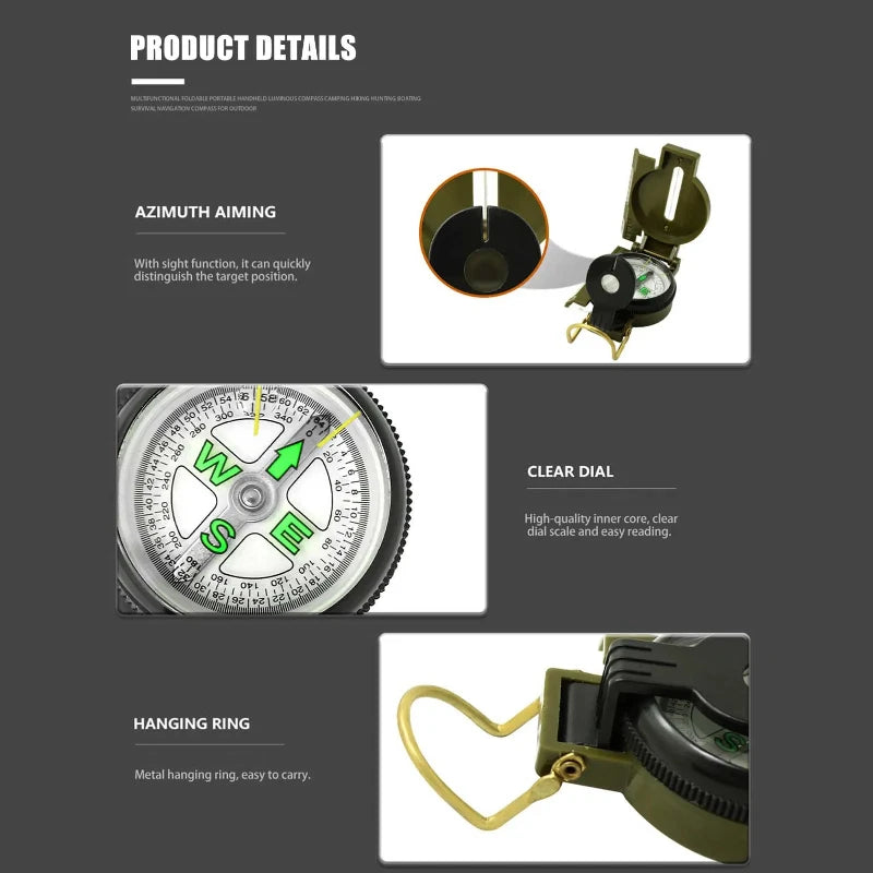 Waterproof High Precision Compass Outdoor Gadget Sports Hiking Mountain Climbing Professional Military Compass Portable Compass