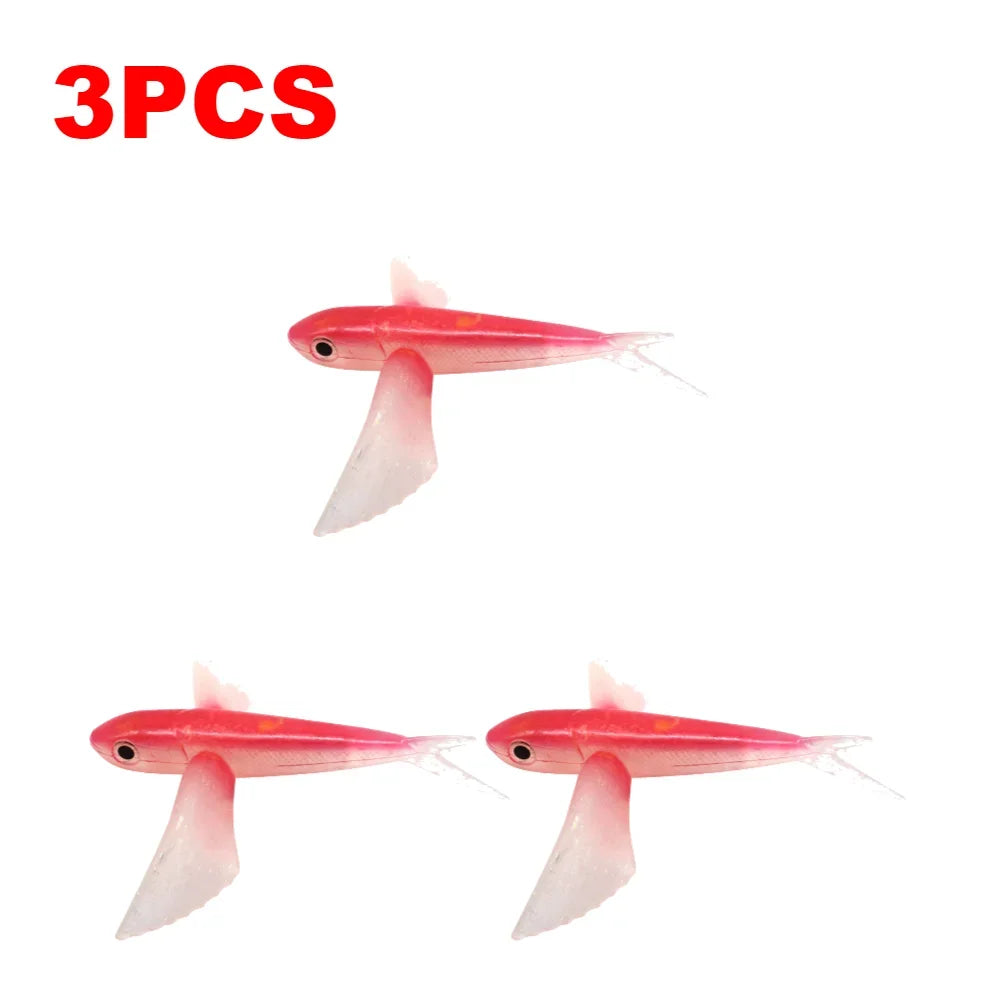 1-10PCS Fishing Lure Bait Sea Fishing Big Flying Fish Soft Bait Tuna Lures Pink Trolling Bird Shaped Teaser For Fishing Tackle