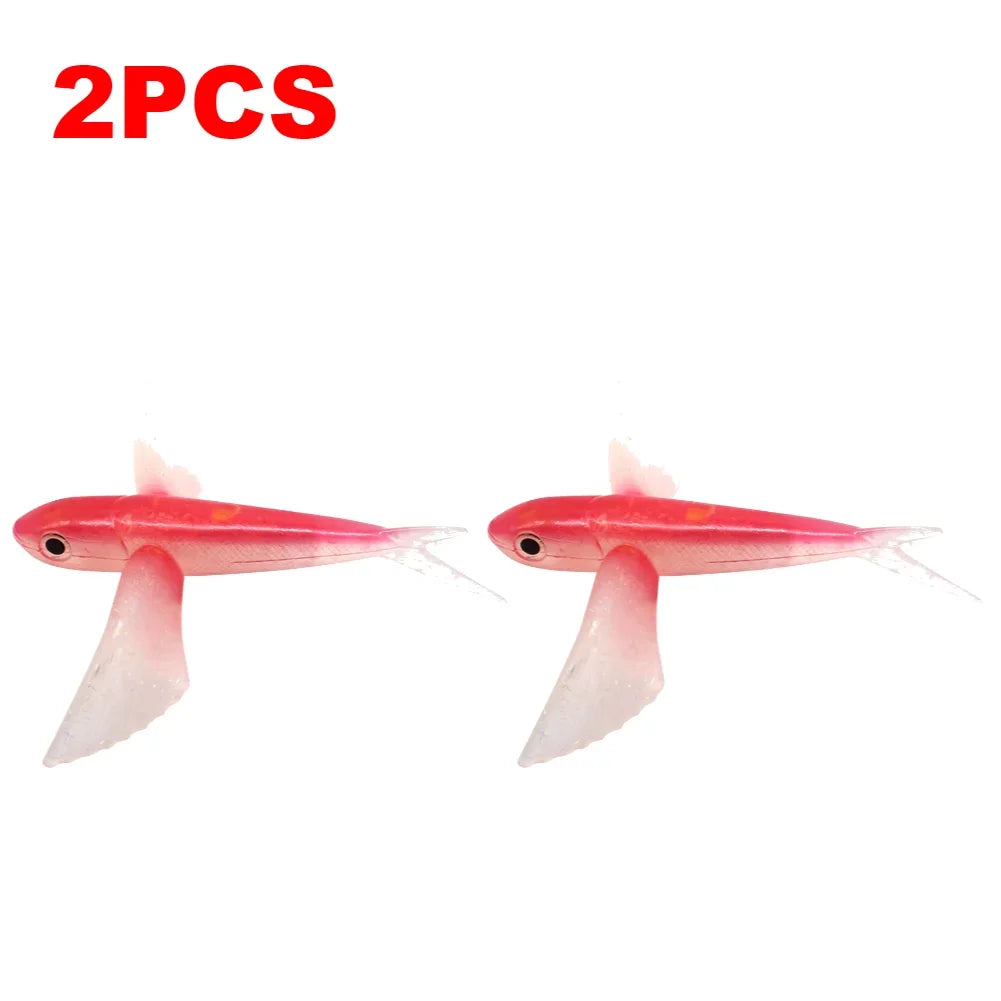 1-10PCS Fishing Lure Bait Sea Fishing Big Flying Fish Soft Bait Tuna Lures Pink Trolling Bird Shaped Teaser For Fishing Tackle
