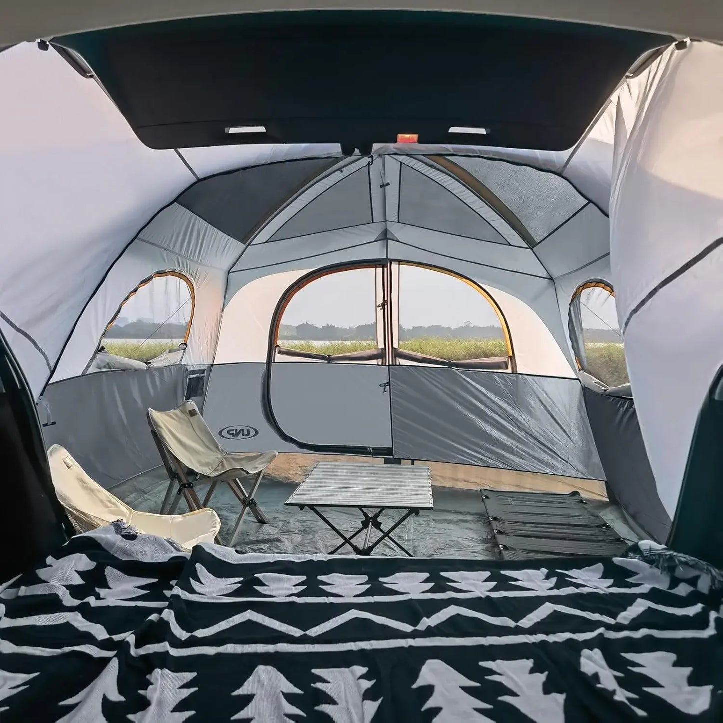 UNP SUV Tent for Camping, 6 Person Car Camping Tent, SUV Tailgate Tent for Outdoor