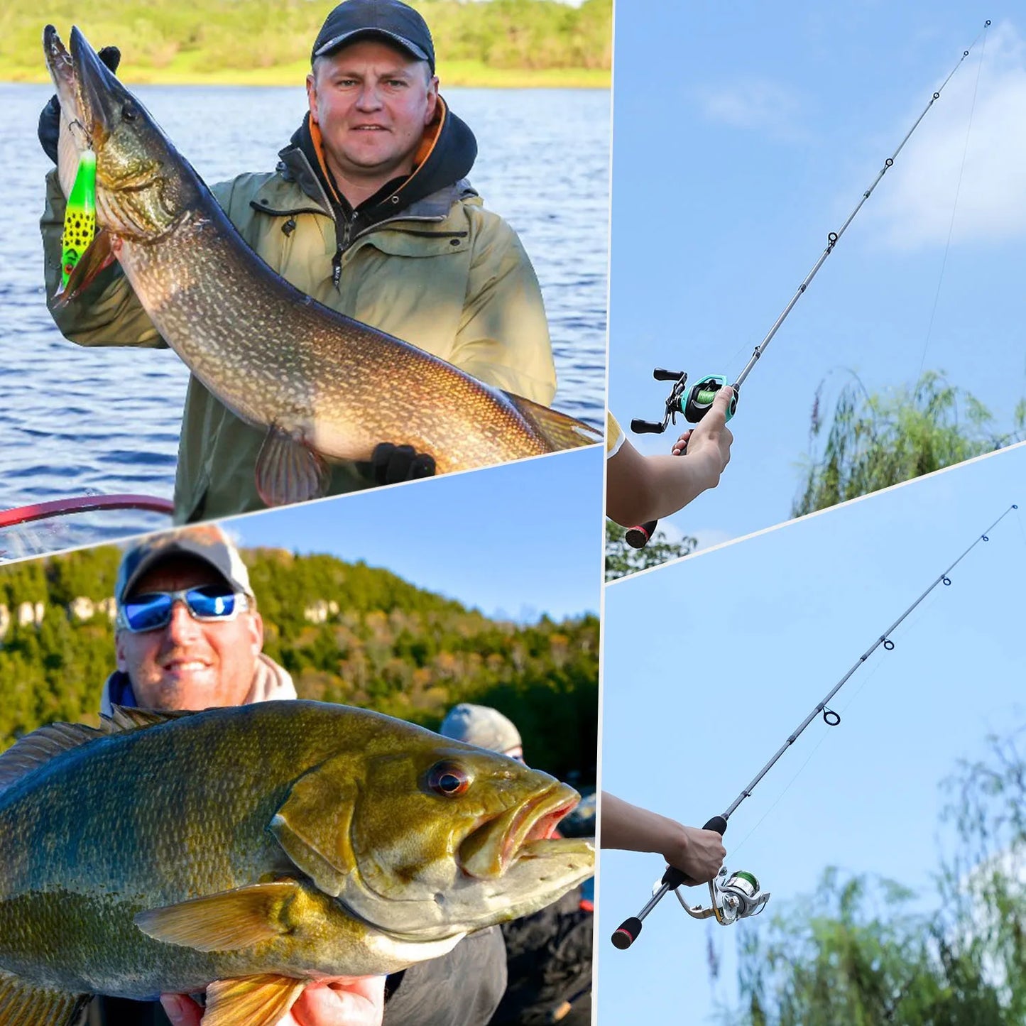 Sougayilang 5 Section Spinning Rod Ultralight Glass Fiber Travel Fishing Rods