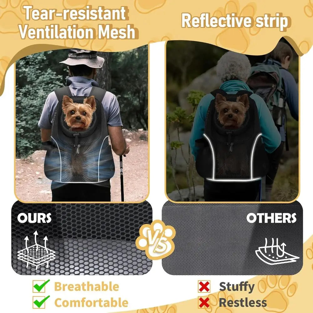 Pet Dog Carrier Backpack Small Dog Front Backpack Ventilated Mesh Dog Travel Back Pack with Safety Belt for Travel Hiking Cyclin