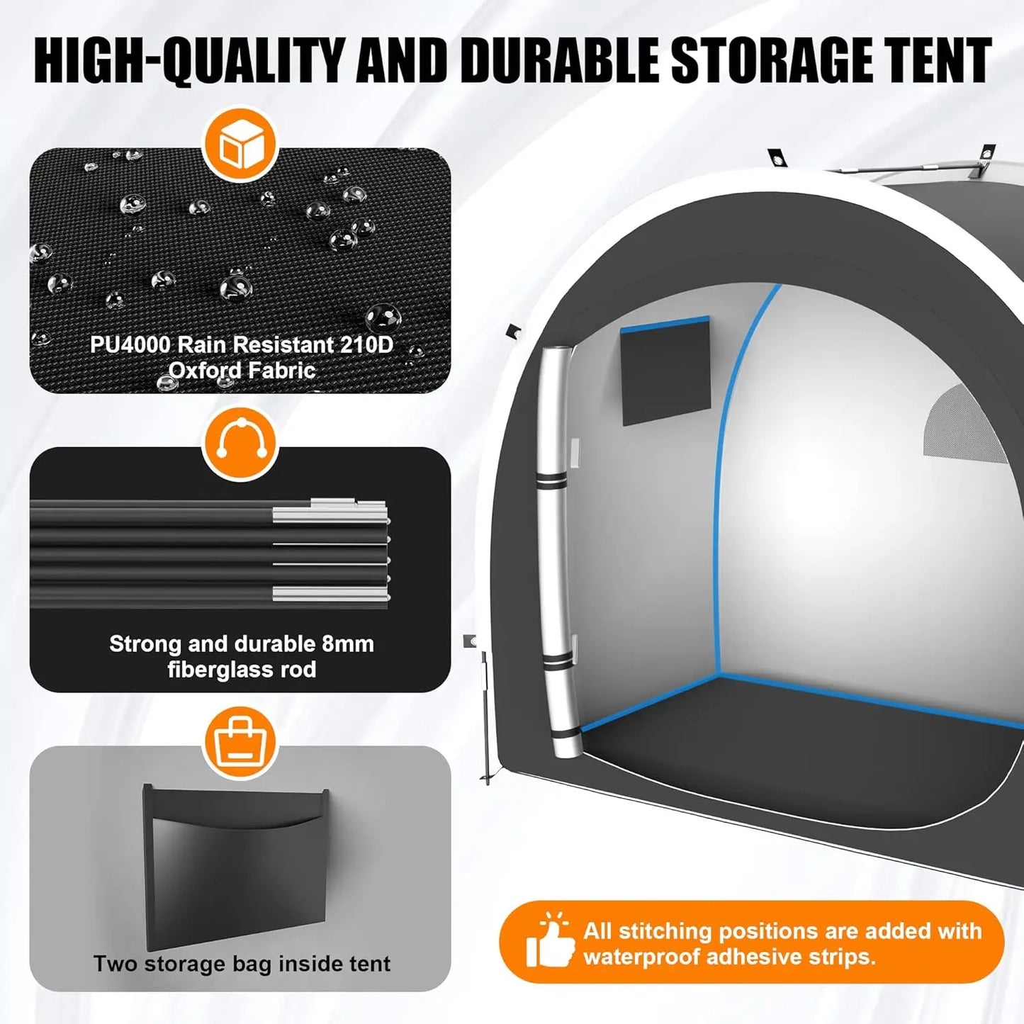 Large Waterproof Storage Tent for Bikes, Motorcycles, and Outdoor Gear - 39.4 Inch Wide Shelter