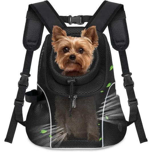 Pet Dog Carrier Backpack Small Dog Front Backpack Ventilated Mesh Dog Travel Back Pack with Safety Belt for Travel Hiking Cyclin