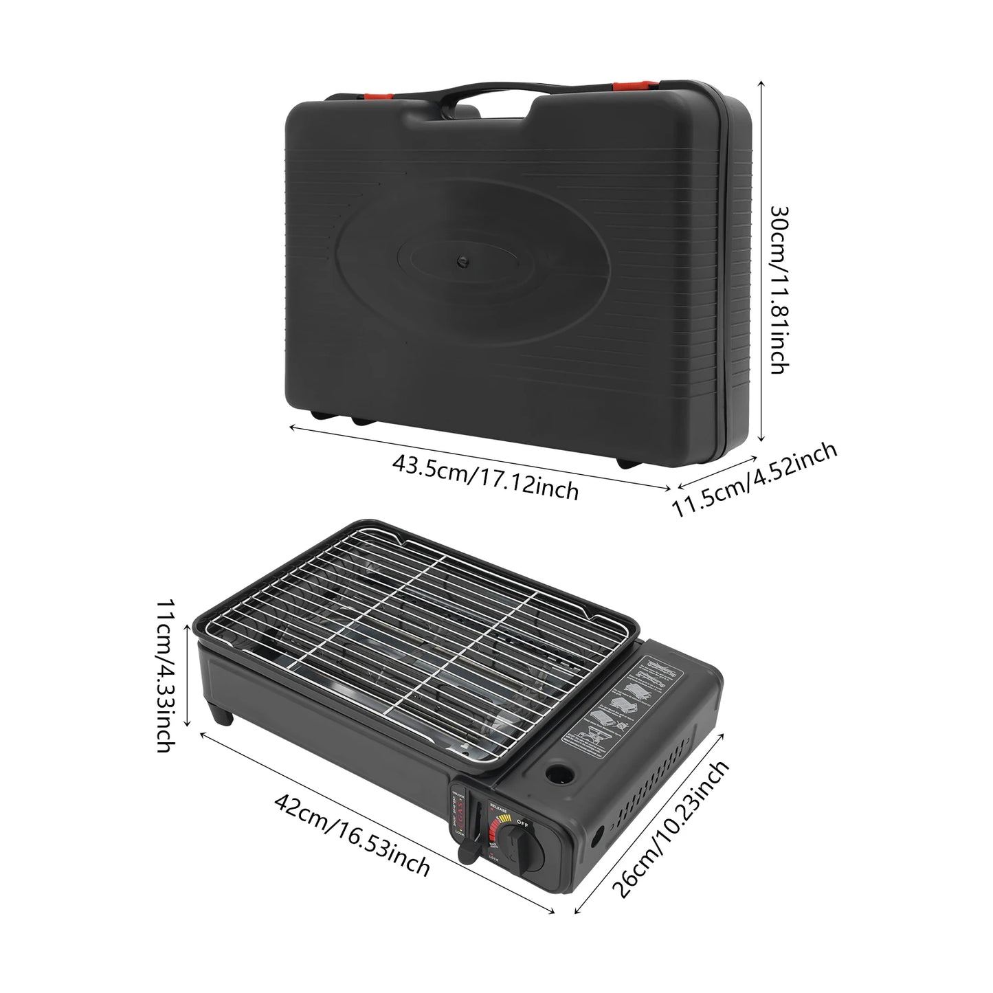 Powerful 2.2KW Portable Gas BBQ Grill Stove for Outdoor Camping Picnic Windproof Lightweight with Carry Case & Accessories