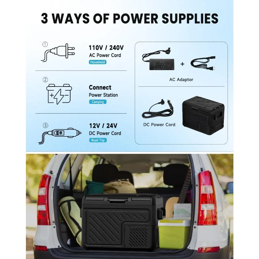 Car Refrigerator 40Liter 42qt RV Refrige with 12/24V DC 110-240V AC Portable Freezer Electric Compressor Cooler For Car RV Camp