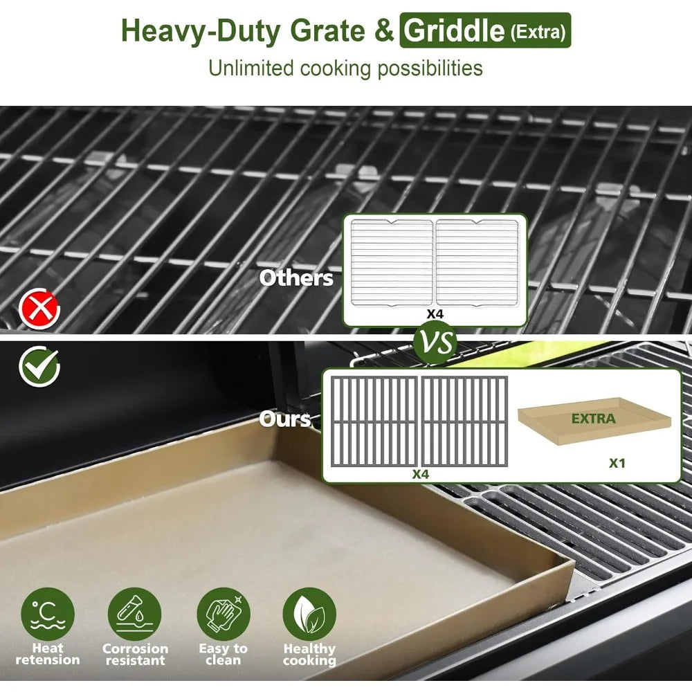 Brand-Man Propane Gas and Charcoal Grill Combo,Grill and Griddle Combo Dual Fuel BBQ Grill with Dual Lids for Outdoor Barbecue,