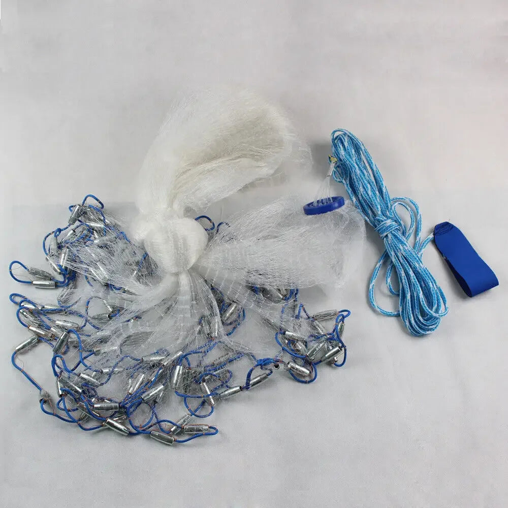 10FT/ 14FT/ 18FT/ 22FT Handmade Saltwater Fishing Cast Net with Sinker, Cast Fishing Net Spin Network Bait Fish Net Old Salt