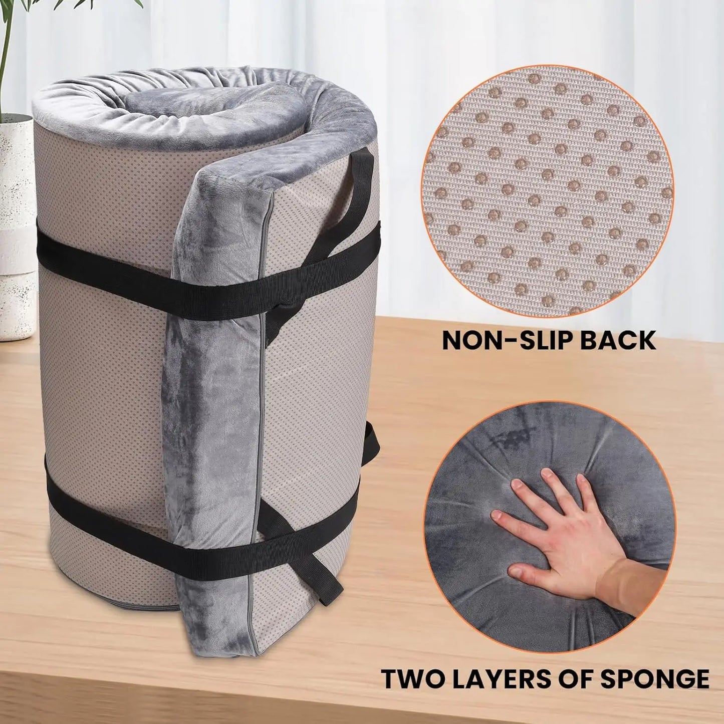 3-Inch Memory Foam Sleeping Pad, Waterproof Roll-Up Camping Mattress for Adults