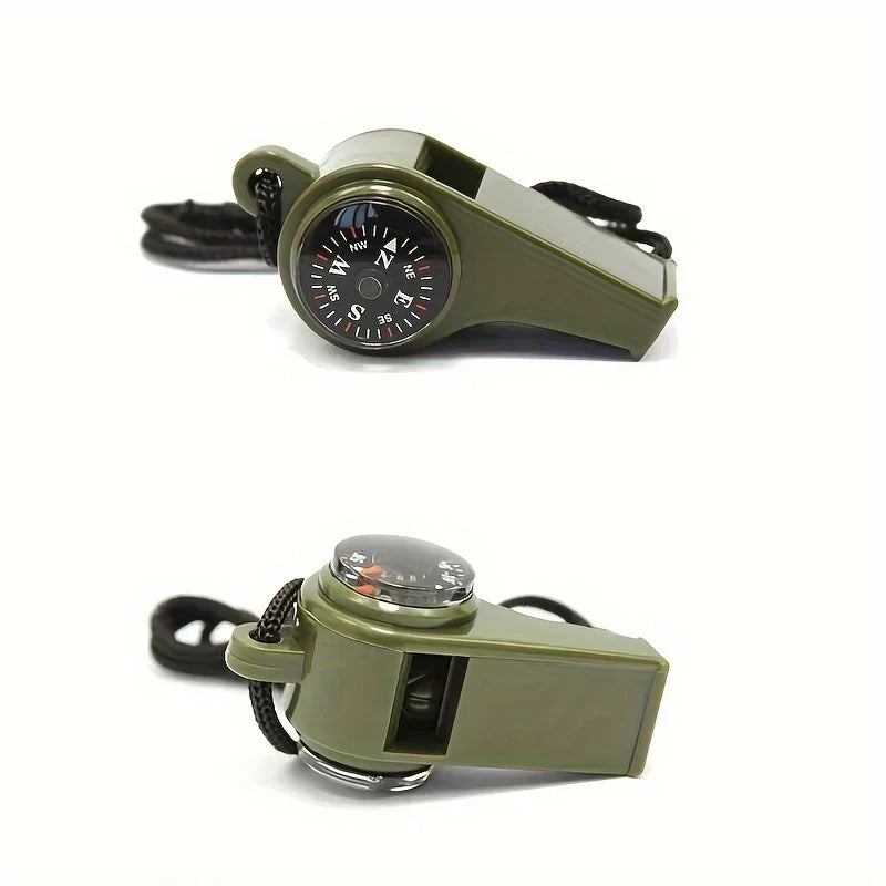 3-in-1 Emergency Survival Whistle with Compass & Thermometer: Ideal for Camping, Hiking, Outdoor Adventures & Events.