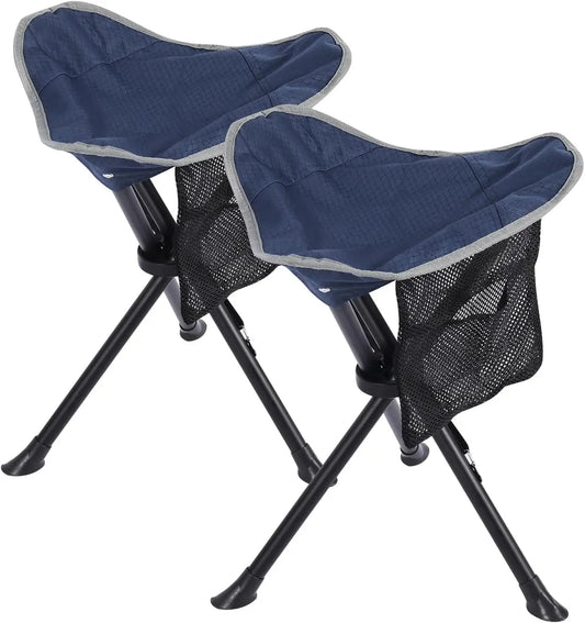 XMSJ 2 Pack Heavy Duty Folding Camping Stool Tripod Chair Lightweight Blue