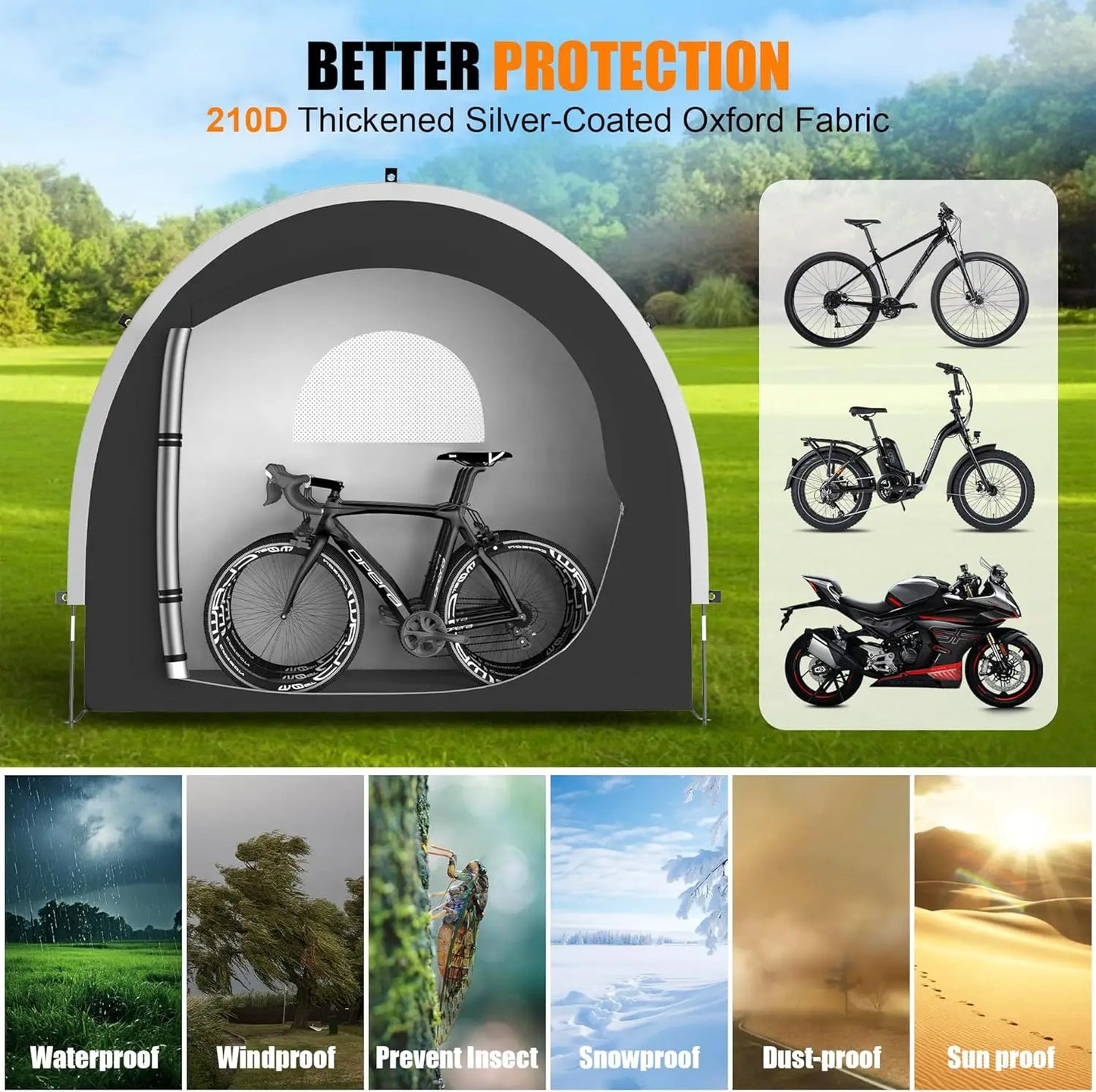 Large Waterproof Storage Tent for Bikes, Motorcycles, and Outdoor Gear - 39.4 Inch Wide Shelter