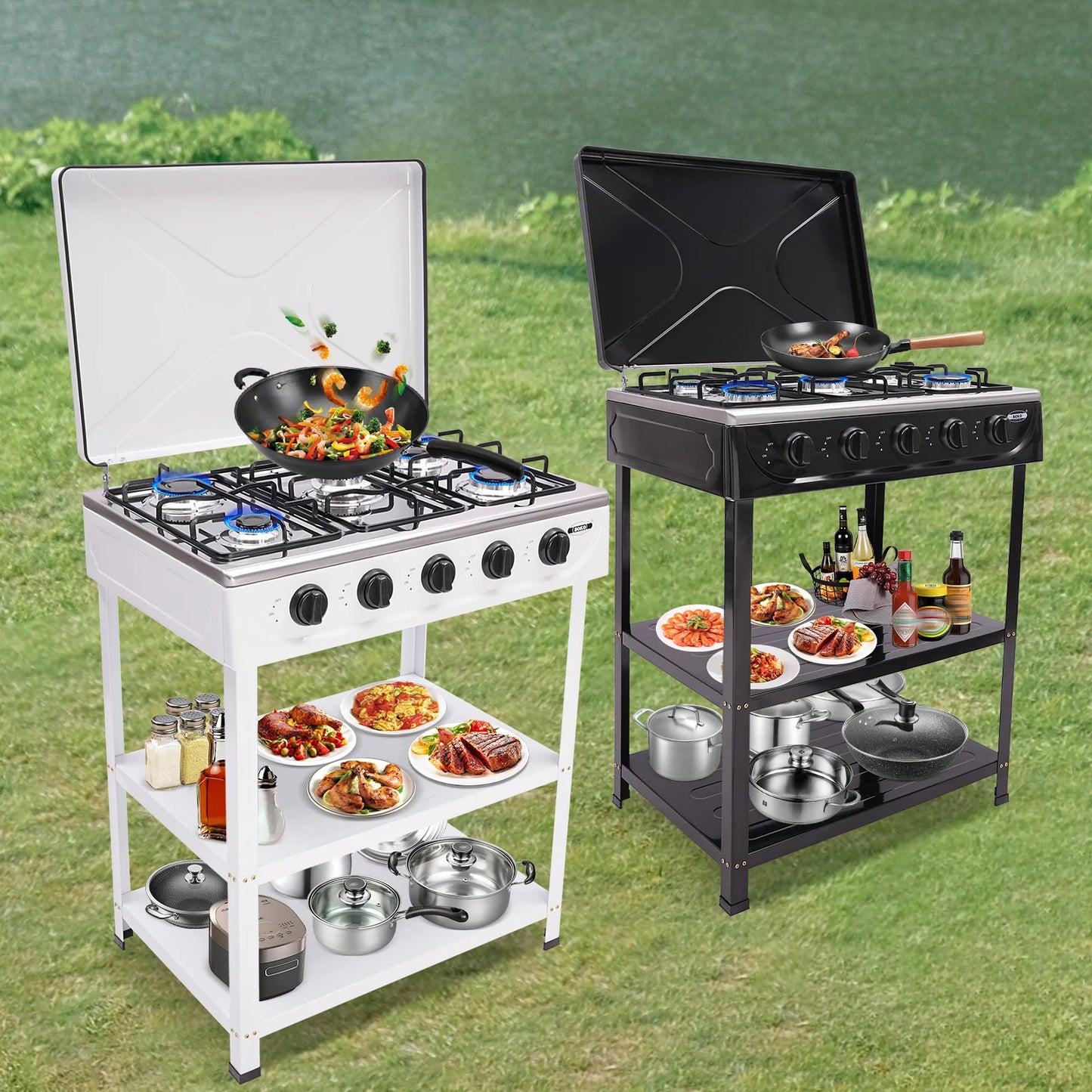 5 Hearth Grill, Gas Grill, 2.5 kW Burner,Freestanding, For Home Cooking, Outdoor Grilling, Camping, Fishing, RVing