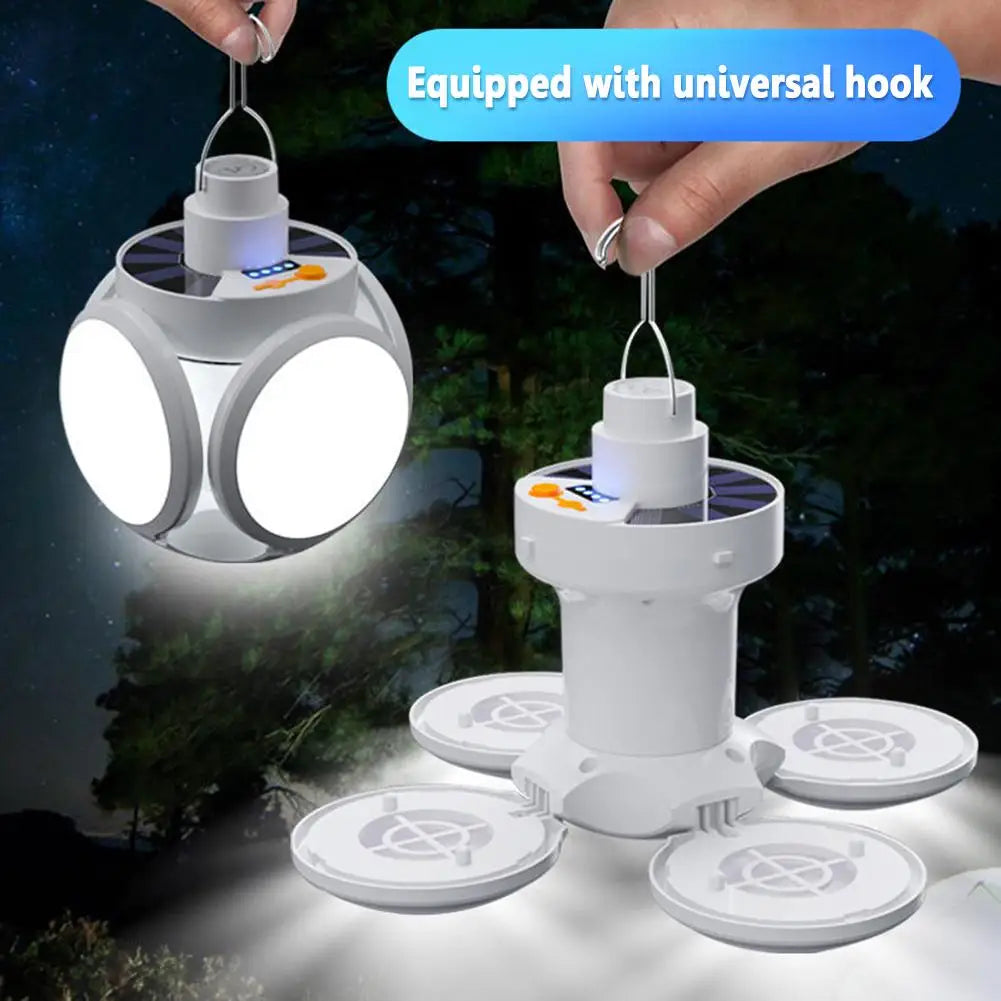 LED Camping Light IPX4 Waterproof 1200mAh Solar USB DC Rechargeable Portable LED Lantern 5 Modes 500LM Hiking Tent Lamp